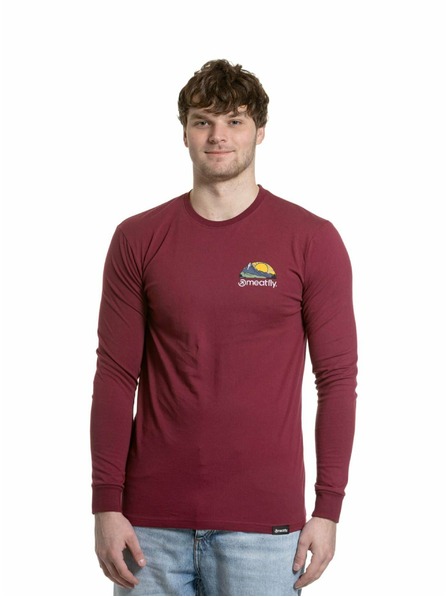 Meatfly Meatfly muška majica s dugim rukavima Julien Dark Wine Mountains | Crvena