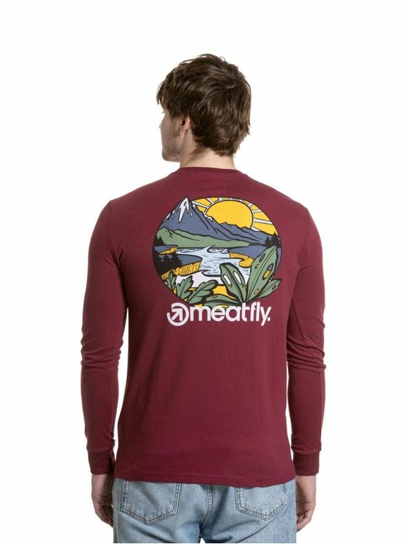 Meatfly Meatfly muška majica s dugim rukavima Julien Dark Wine Mountains | Crvena