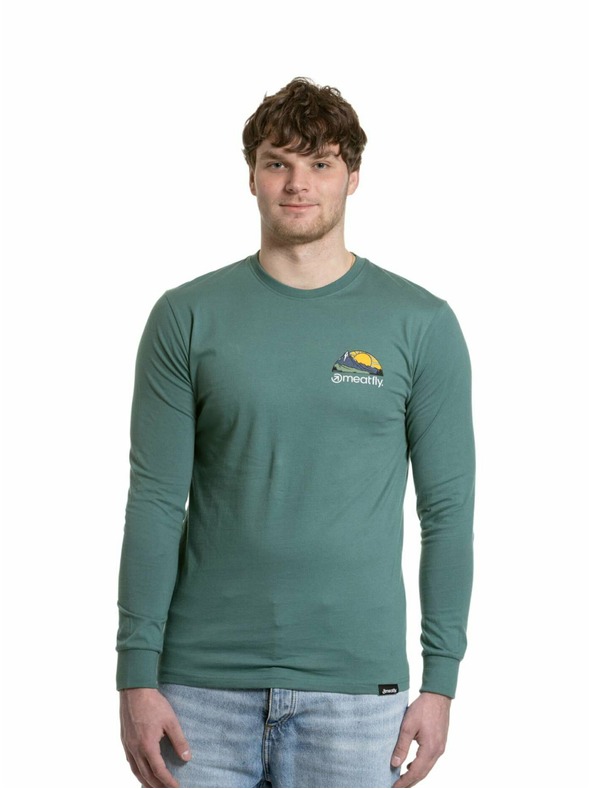 Meatfly Meatfly muška majica s dugim rukavima Julien Teal Green Mountains