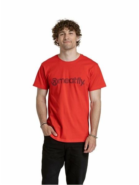 Meatfly Meatfly muška majica Striped Logo Bright Red | Crvena