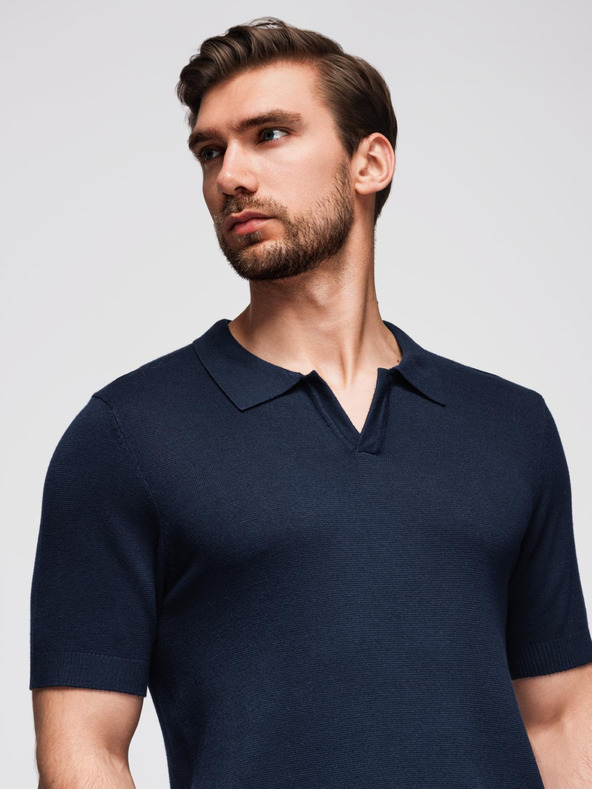 Ombre Clothing Muška polo majica bez gumba - tamno plava