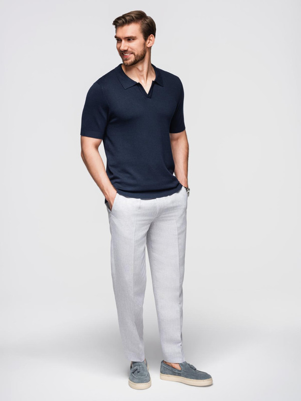 Ombre Clothing Muška polo majica bez gumba - tamno plava