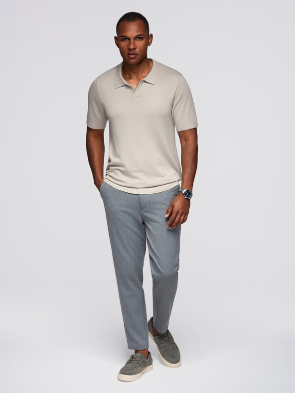 Ombre Clothing Muška polo majica bez gumba - svijetlosiva