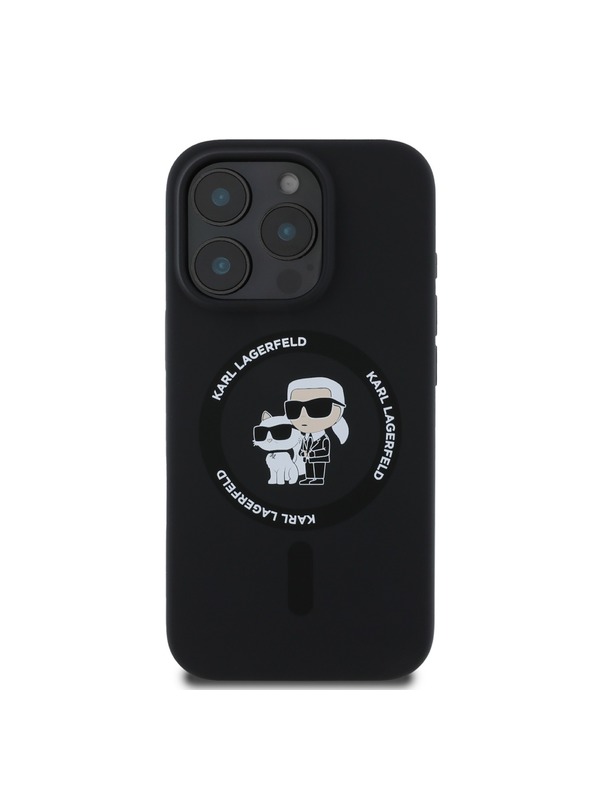 Karl Lagerfeld Karl Lagerfeld Liquid Silicone Karl and Choupette MagSafe stražnji poklopac za iPhone 16 Pro crni