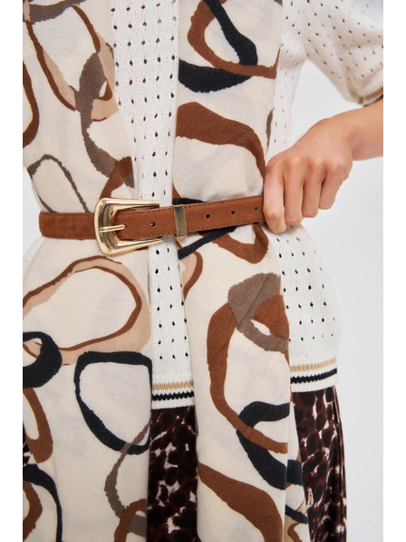 Moodo Smeđi ženski pojas sa zlatnim detaljima Moodo