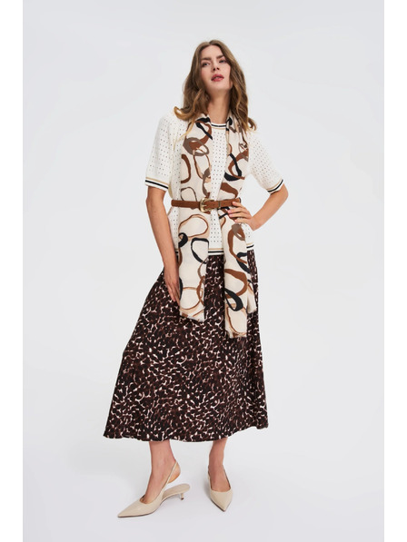 Moodo Smeđi ženski pojas sa zlatnim detaljima Moodo