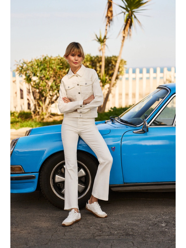 Moodo Krem ženske zvonaste traperice