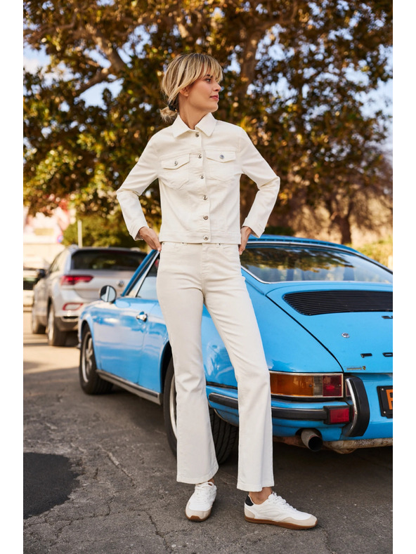 Moodo Krem ženske zvonaste traperice