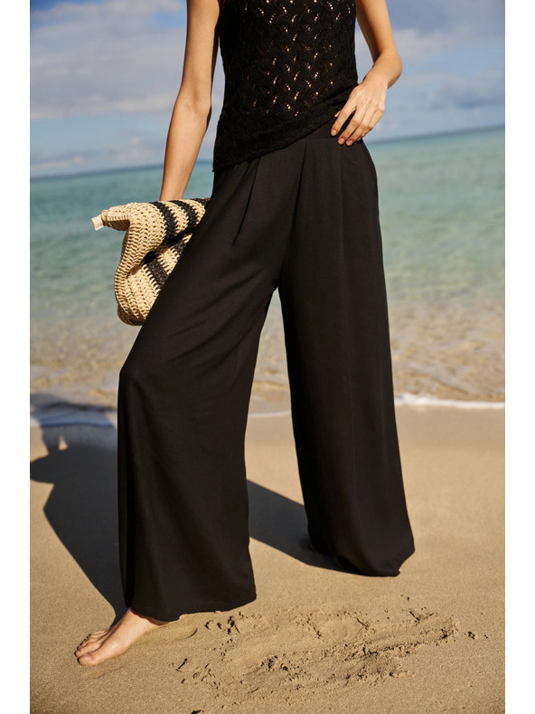 Moodo Ženske široke hlače Moodo - crne