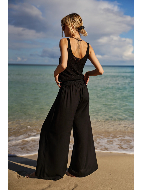 Moodo Ženske široke hlače Moodo - crne