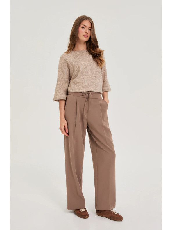 Moodo Svijetlosmeđe široke hlače Moodo