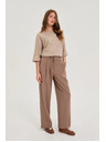 Moodo Svijetlosmeđe široke hlače Moodo