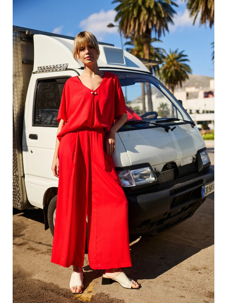 Moodo Ženske široke hlače Moodo - crvene