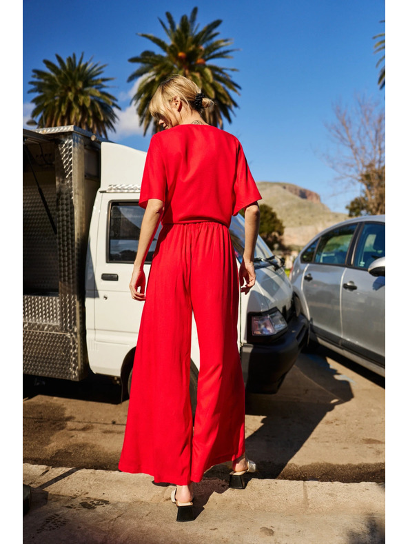 Moodo Ženske široke hlače Moodo - crvene