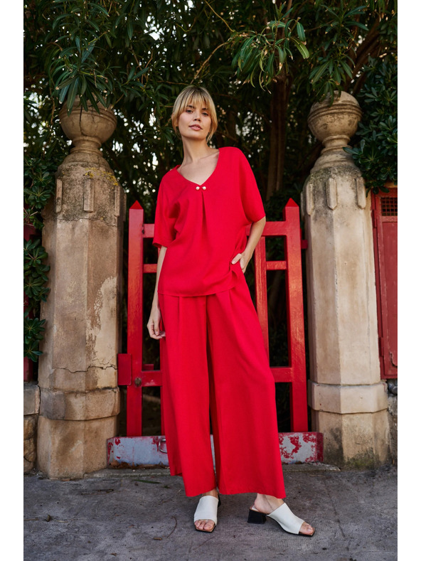 Moodo Ženske široke hlače Moodo - crvene