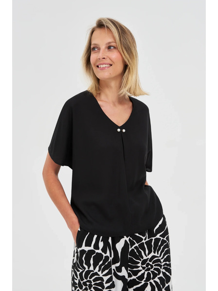 Moodo Crna labava bluza s kratkim rukavima