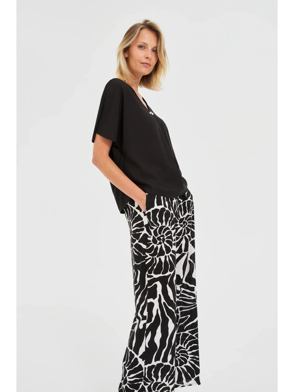 Moodo Crna labava bluza s kratkim rukavima