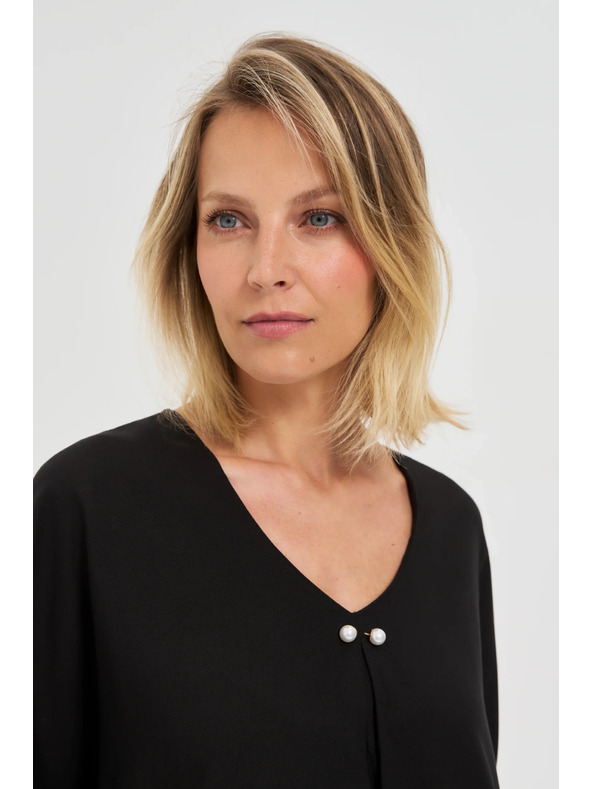 Moodo Crna labava bluza s kratkim rukavima