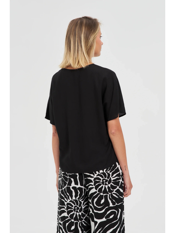 Moodo Crna labava bluza s kratkim rukavima