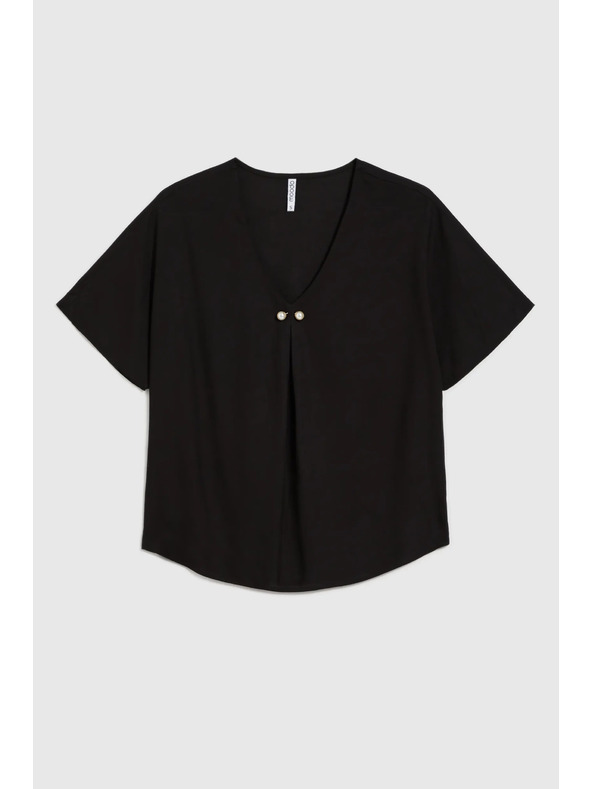 Moodo Crna labava bluza s kratkim rukavima