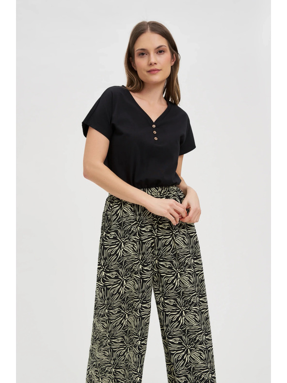 Moodo Ženska crna bluza s dekorativnim gumbima