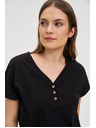 Moodo Ženska crna bluza s dekorativnim gumbima