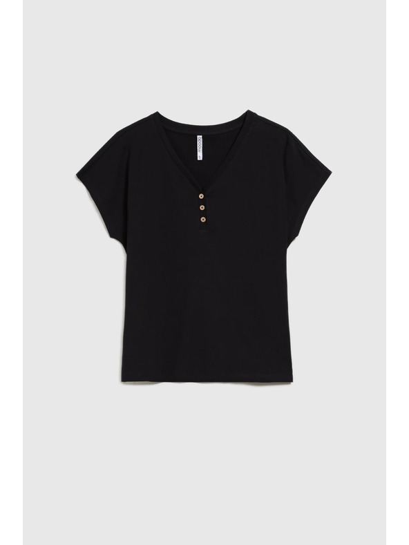 Moodo Ženska crna bluza s dekorativnim gumbima