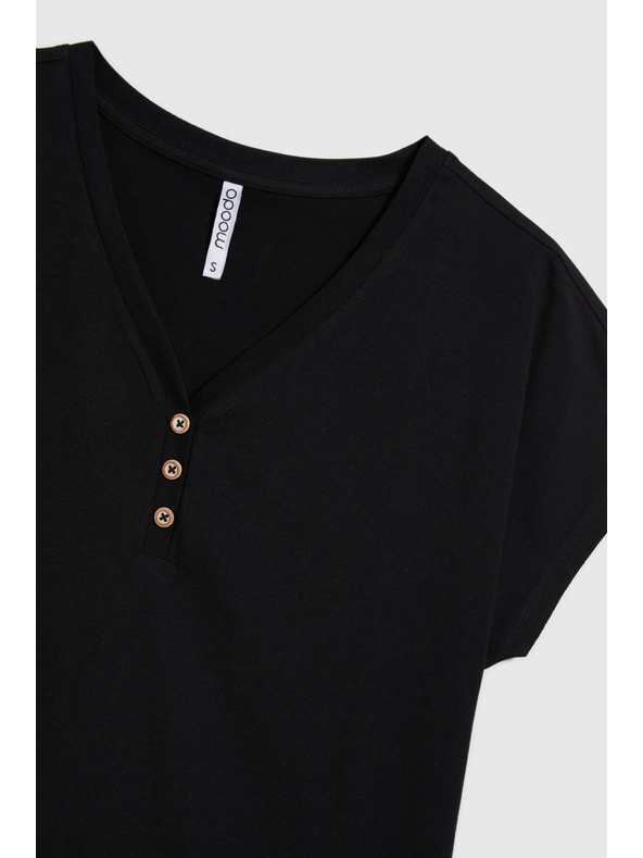 Moodo Ženska crna bluza s dekorativnim gumbima