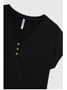 Moodo Ženska crna bluza s dekorativnim gumbima
