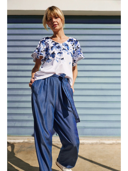 Moodo Bijela bluza s plavim cvjetovima