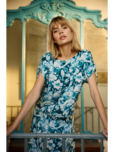 Moodo Plavo-zelena uzorovana ženska košulja