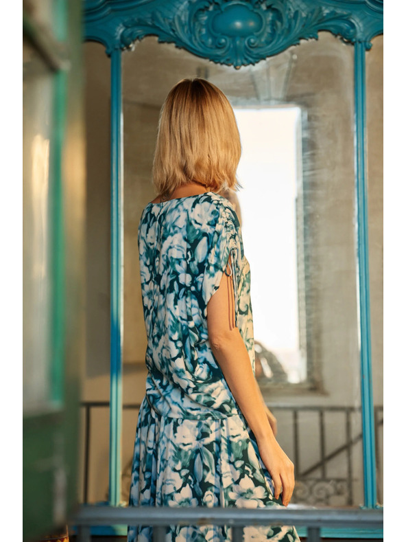 Moodo Plavo-zelena uzorovana ženska košulja