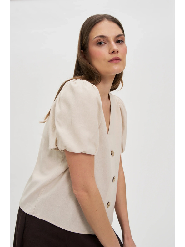 Moodo Bež ženska košulja s kratkim rukavima