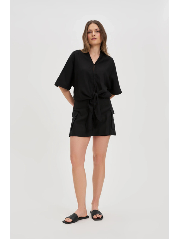 Moodo Ženski crni top s vezanjem