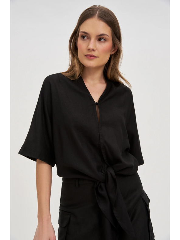 Moodo Ženski crni top s vezanjem