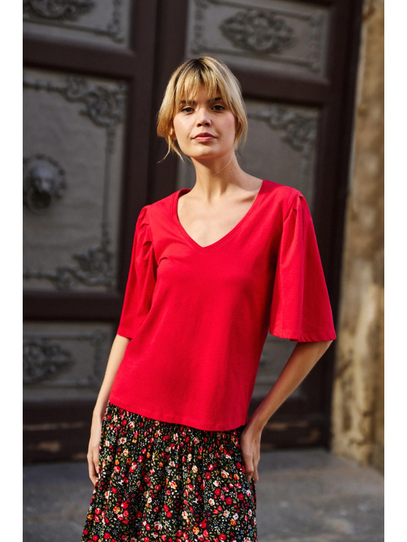 Moodo Crvena bluza s širokim rukavima