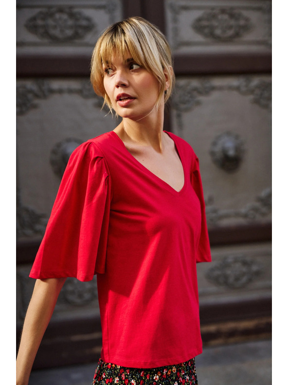 Moodo Crvena bluza s širokim rukavima