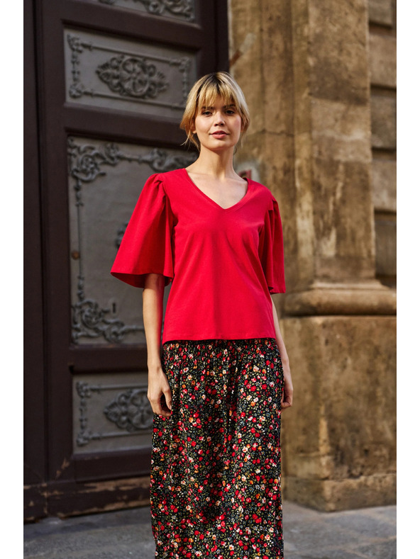 Moodo Crvena bluza s širokim rukavima