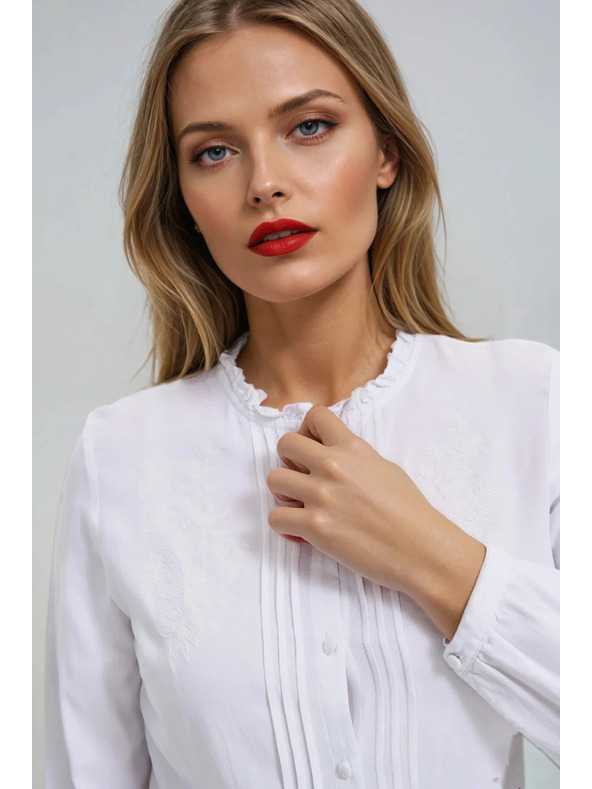 Moodo Ženska bijela bluza s ovratnikom Moodo