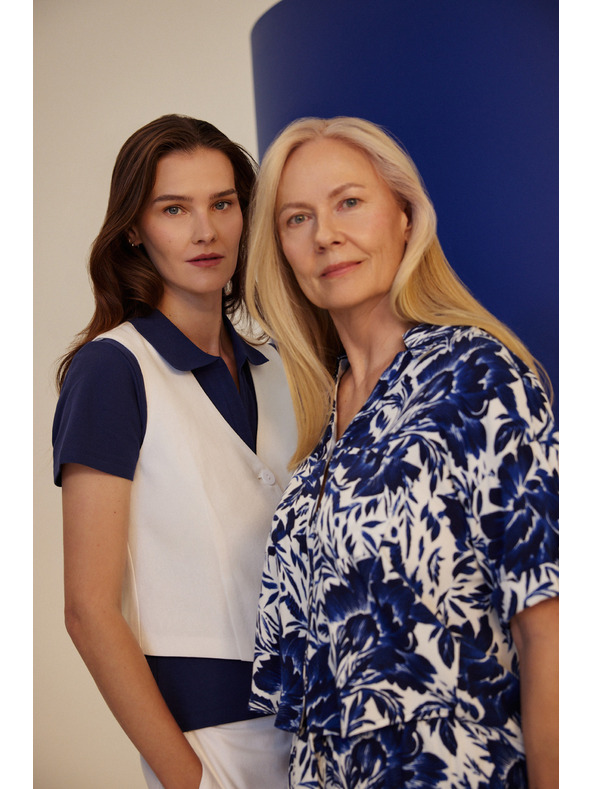 Moodo Plavo-bijela uzorovana bluza