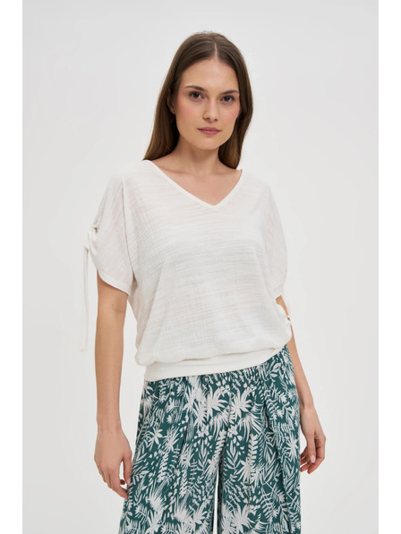 Moodo Bijeli top sa stezanjem na rukavima