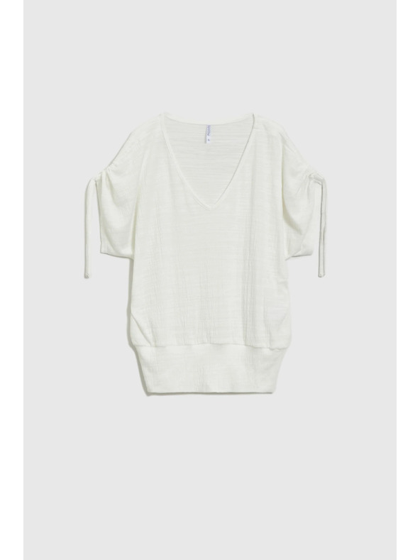 Moodo Bijeli top sa stezanjem na rukavima