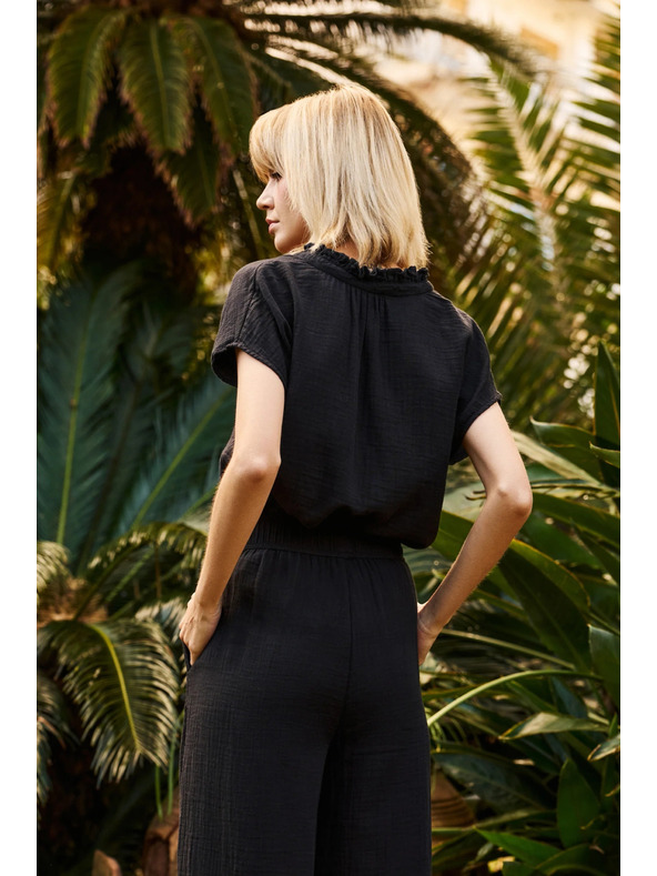 Moodo Crna pamučna labava bluza