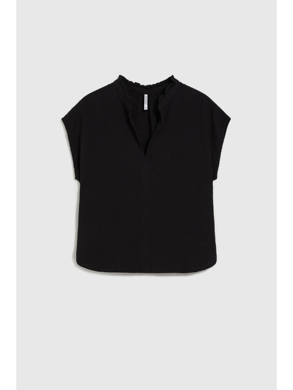 Moodo Crna pamučna labava bluza