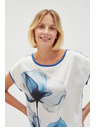 Moodo Ženska bijela bluza s plavim cvjetovima