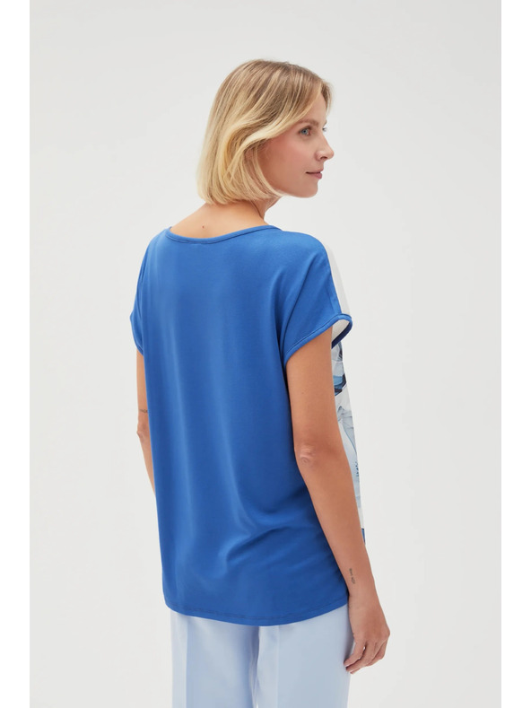 Moodo Ženska bijela bluza s plavim cvjetovima