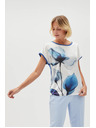 Moodo Ženska bijela bluza s plavim cvjetovima