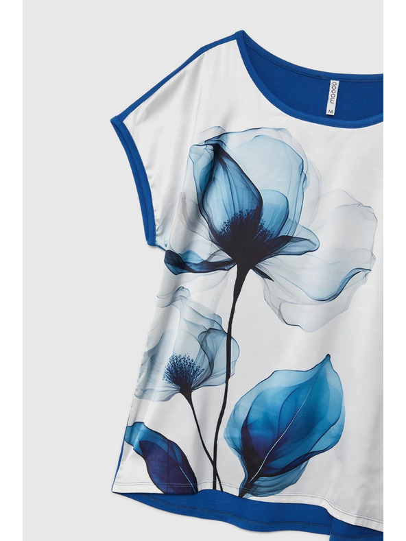 Moodo Ženska bijela bluza s plavim cvjetovima