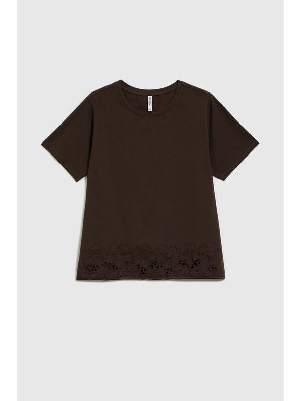 Moodo Ženski smeđi top s madeira rubom