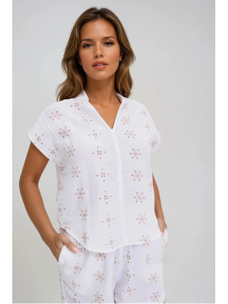 Moodo Bijeli uzorkovani top